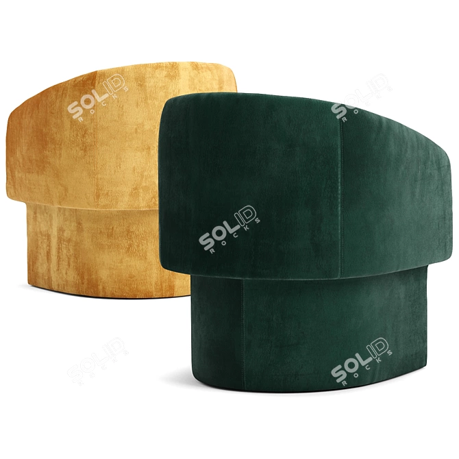 Plush Silver Orchid Velvet Chair 3D model image 2