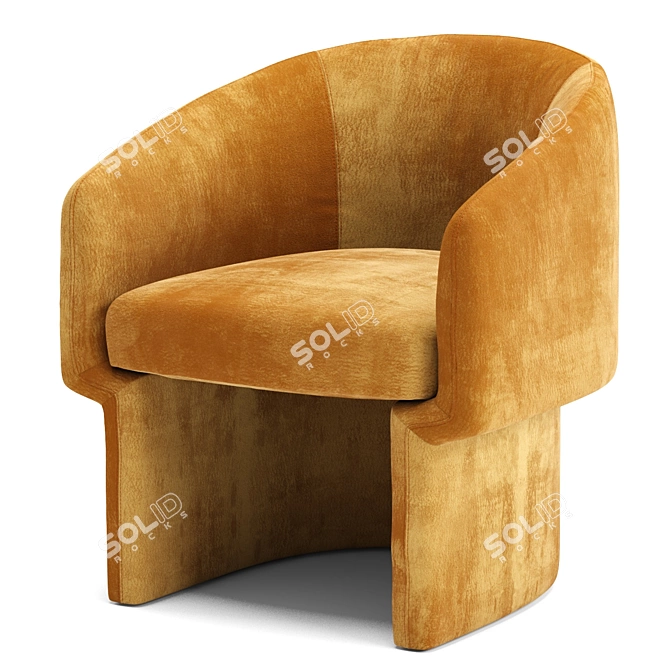 Plush Silver Orchid Velvet Chair 3D model image 4