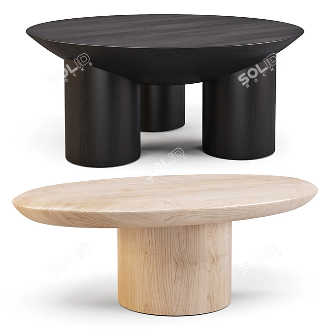 Sculptural Elegance: Pacific & Tom Coffee Tables by Crate and Barrel 3D model image 1