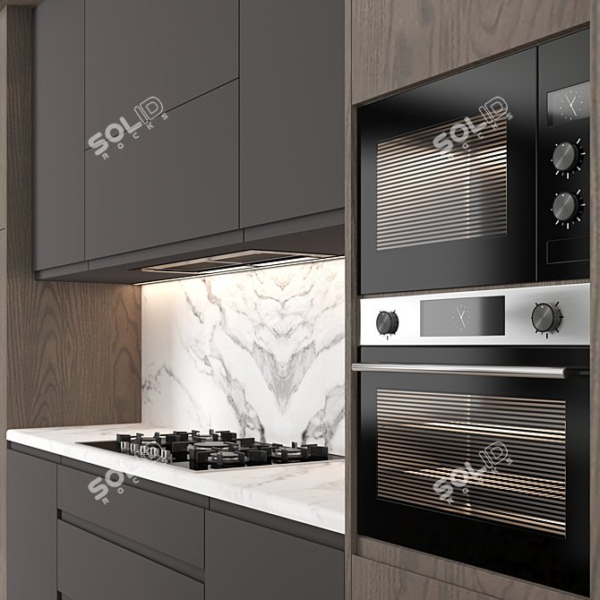 Modern Kitchen with Island 3D model image 2