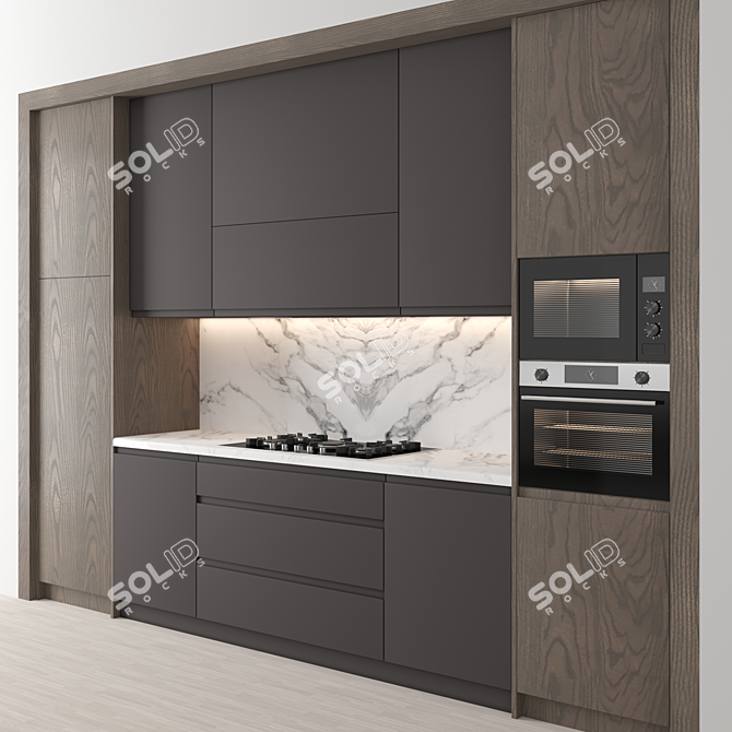 Modern Kitchen with Island 3D model image 3