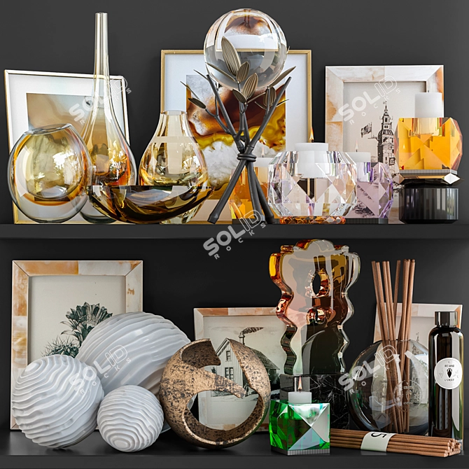 Artistic Home Decor Set: Sculpture, Figurine, Vase, Glass, Photo Frame 3D model image 1