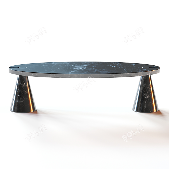 Angelo Mangiarotti Skipper Black Marble Coffee Table 3D model image 5