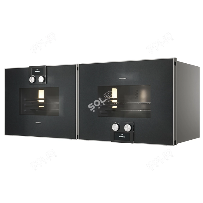 Title: Gaggenau Anthracite Combi-Microwave Oven Set 3D model image 1