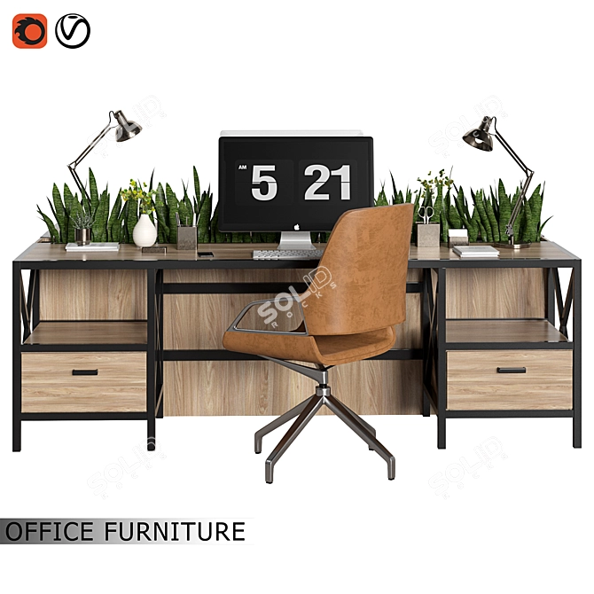 Modern Office Furniture Set 3D model image 3