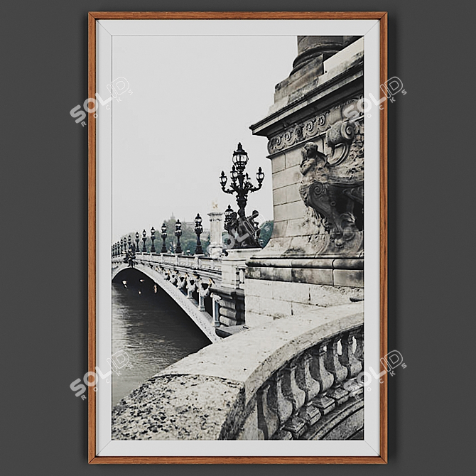 Wooden Framed Painting 3D model image 1