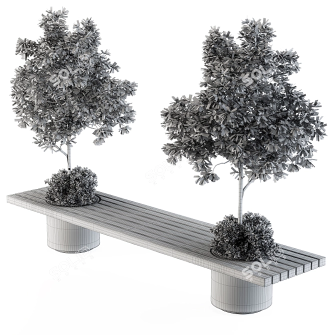 Urban Oasis Furniture: Bench with 10 Planters 3D model image 4