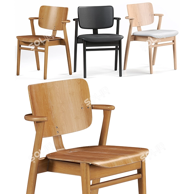 Scandinavian Domus Chair: Vintage Birch 3D model image 1