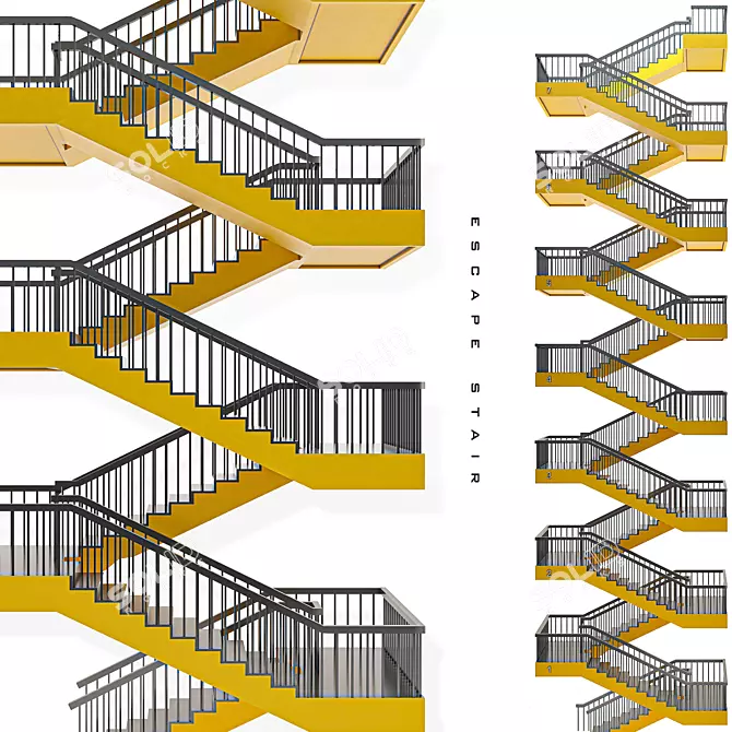 Sleek Escape-Stair: Modern and Functional 3D model image 1