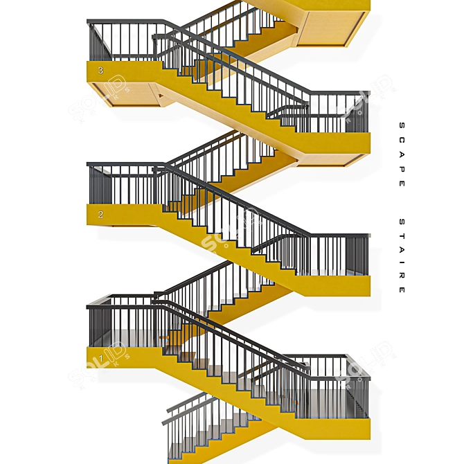 Sleek Escape-Stair: Modern and Functional 3D model image 2