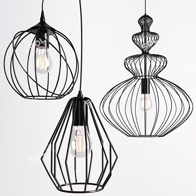 Ethnic Lighting Trio: Orbita, Brylant, and Verto 3D model image 1