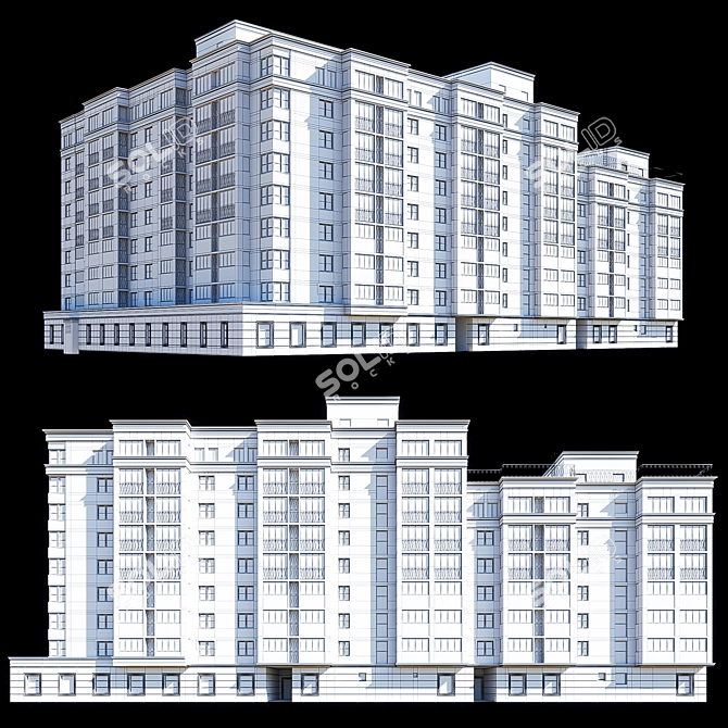 Modern Multi-Level Residential Building 3D model image 2