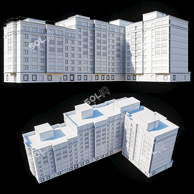 Modern Multi-Level Residential Building 3D model image 5