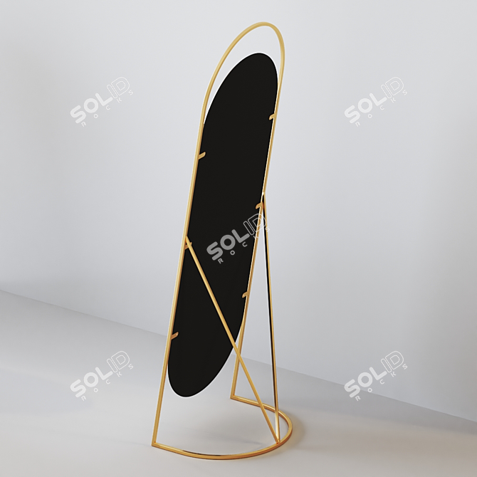 Elegant Brass-Framed Floor Mirror 3D model image 2