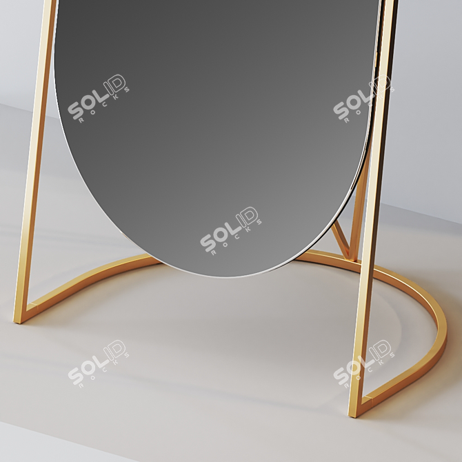 Elegant Brass-Framed Floor Mirror 3D model image 3