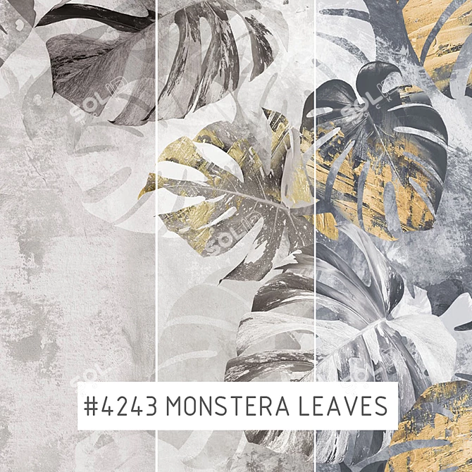 Title: Exquisite Monstera Leaf Eco Wallpaper 3D model image 1