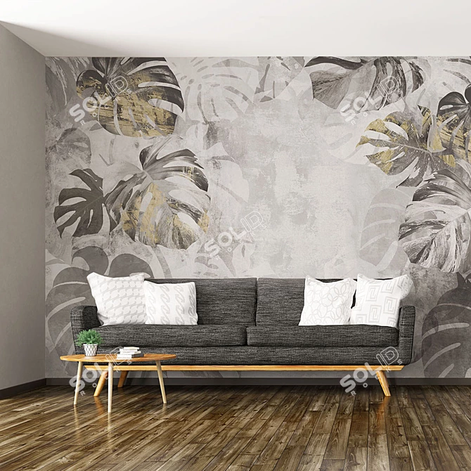 Title: Exquisite Monstera Leaf Eco Wallpaper 3D model image 2