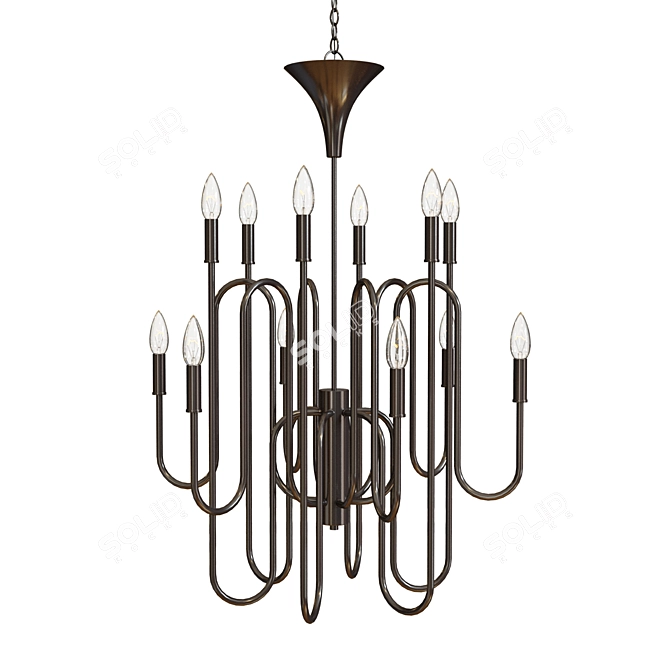 Elegant Twelve Light Chandelier 3D model image 1