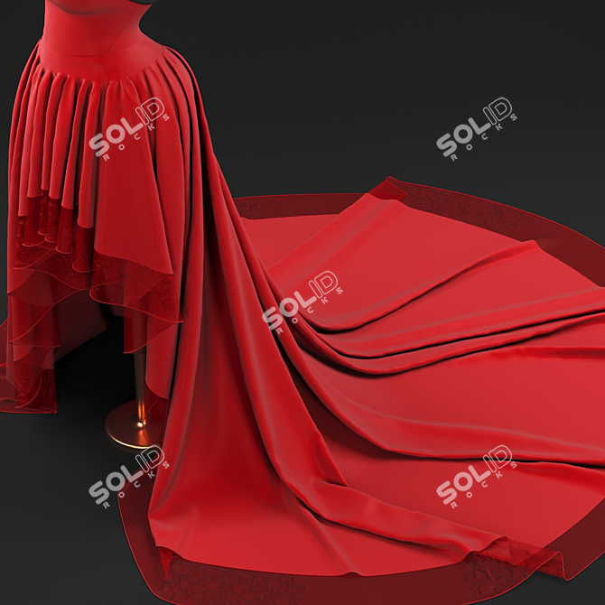 Crimson Elegance: Red Gown 3D model image 3