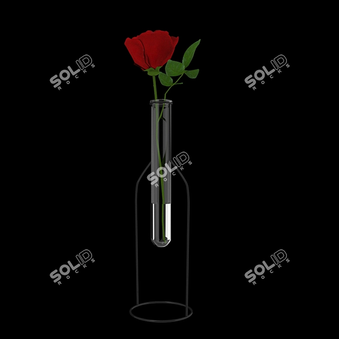 Elegant Rose Bottle Vase 3D model image 3