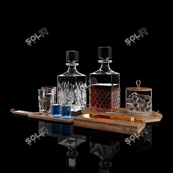 Premium Whiskey Set: Humidor & Cigar Ashtray 3D model image 2