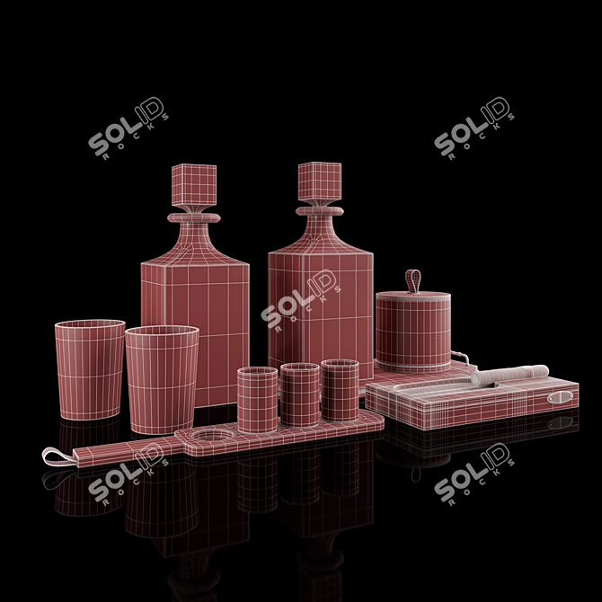 Premium Whiskey Set: Humidor & Cigar Ashtray 3D model image 4