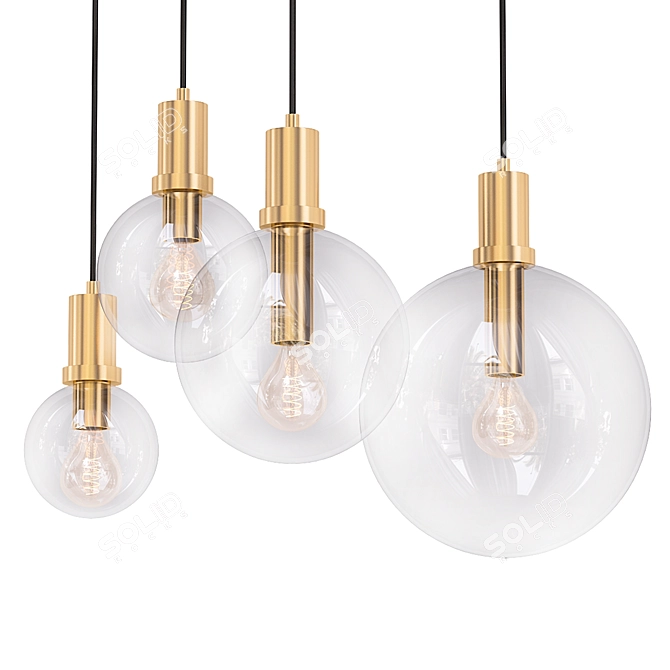 Golden Glass Globe Pendant Light 3D model image 1