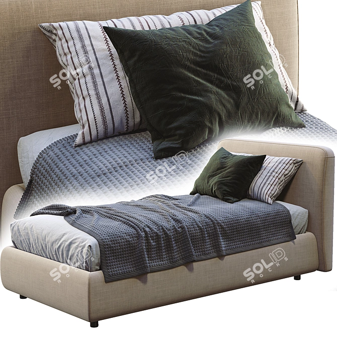 Sleek Single Bed - Bolzan Feel 3D model image 2