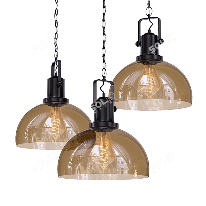 Black 008 Glass Pendant | Loft Style Pendant Light 3D model image 1