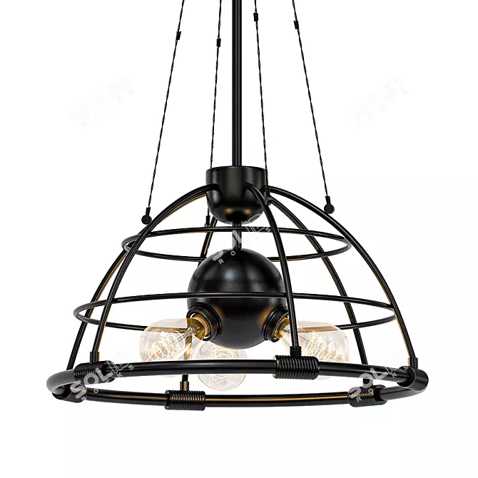 Industrial Metal Pendant Light 3D model image 1