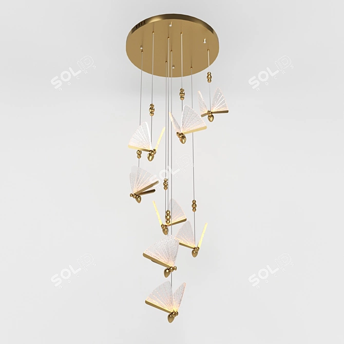 Golden Art Deco Pendant Light 3D model image 1