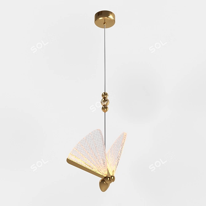 Golden Art Deco Pendant Light 3D model image 1