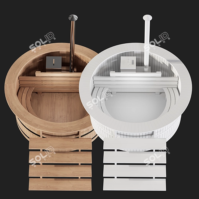 Furaco Outdoor Wood-Fired Bath 3D model image 3