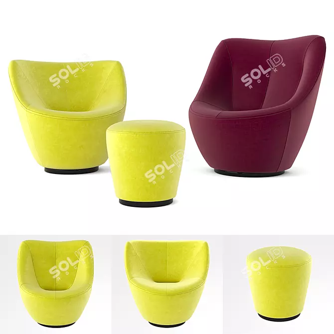 Anda Chair and Ottoman Set 3D model image 1