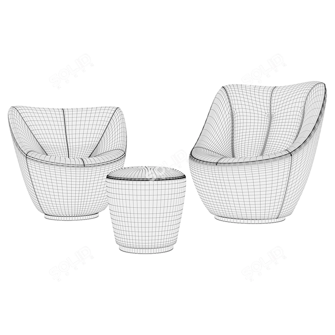 Anda Chair and Ottoman Set 3D model image 2
