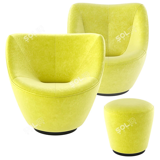 Anda Chair and Ottoman Set 3D model image 4