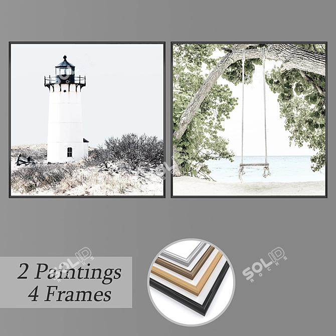 Elegant Wall Art Set with Multiple Frames 3D model image 1