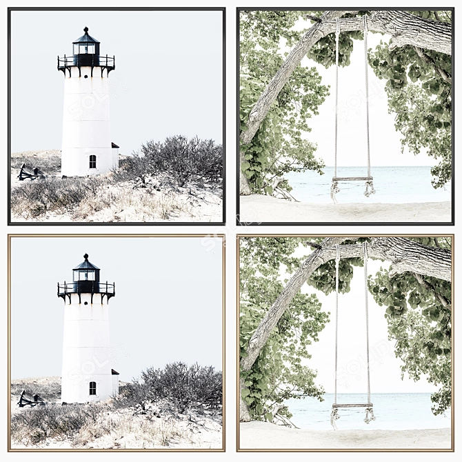 Elegant Wall Art Set with Multiple Frames 3D model image 2
