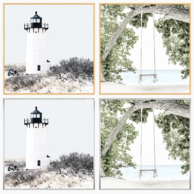 Elegant Wall Art Set with Multiple Frames 3D model image 3