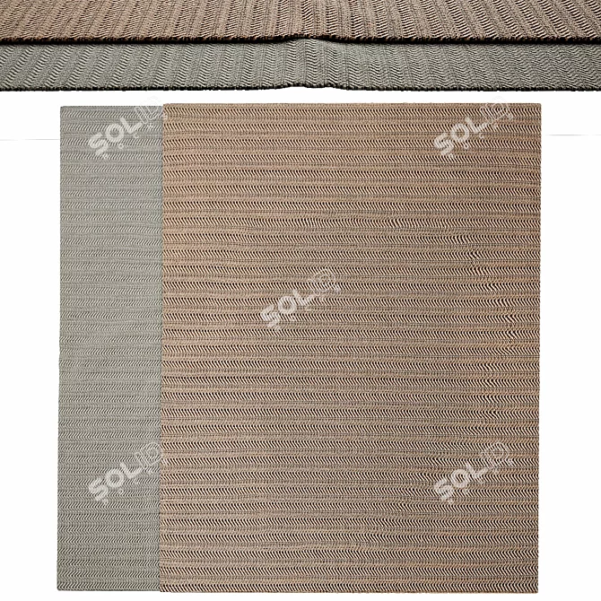 Braided Herringbone Outdoor Rug - Durable and Stylish 3D model image 1