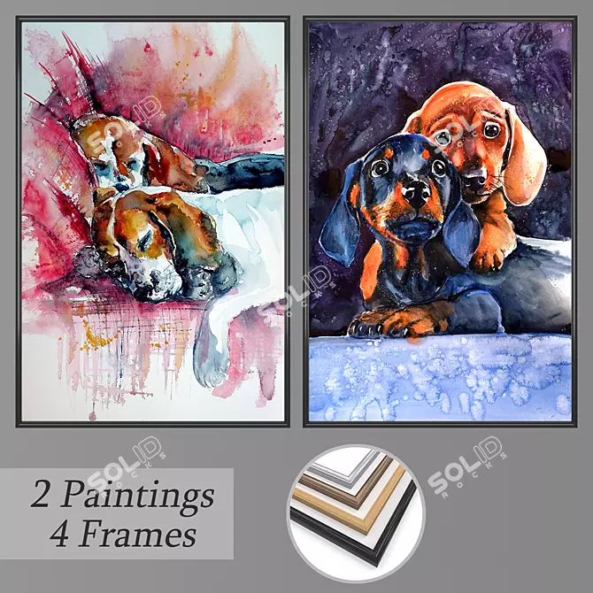 Elegant Wall Art Set with Multiple Frames 3D model image 1