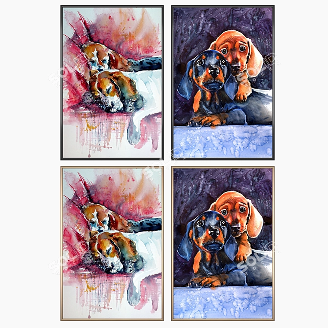 Elegant Wall Art Set with Multiple Frames 3D model image 2