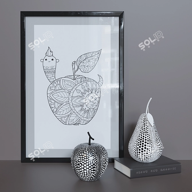 Minimalist Scandinavian Apple and Pear Decor 3D model image 1