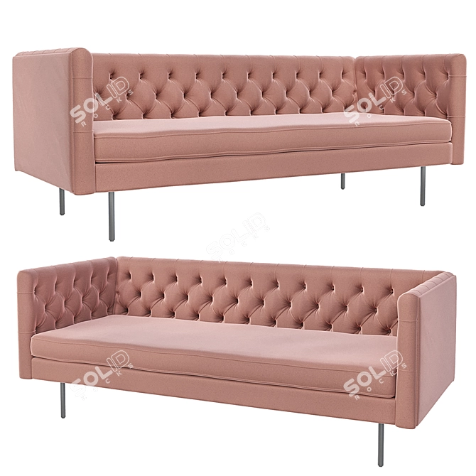 Modern Polygon 3-Seater Sofa 3D model image 1