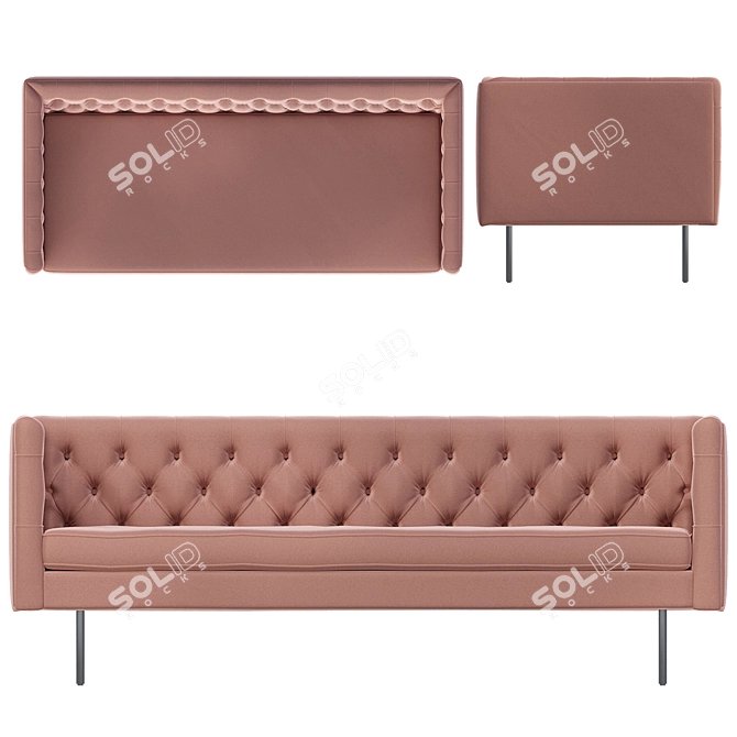 Modern Polygon 3-Seater Sofa 3D model image 3