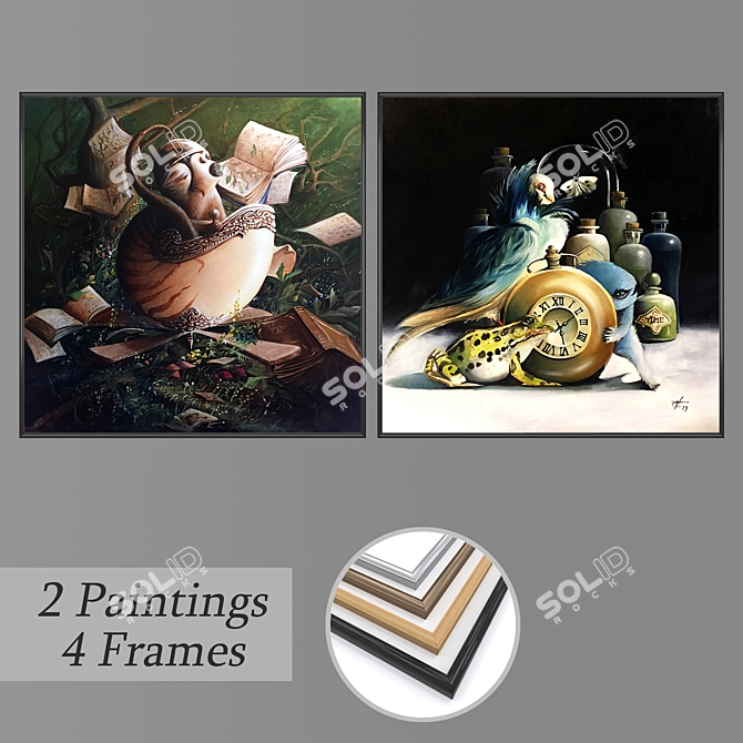 Modern Wall Art Set 3D model image 1