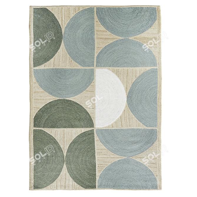 Rocky Jute Braided Rug 3D model image 1