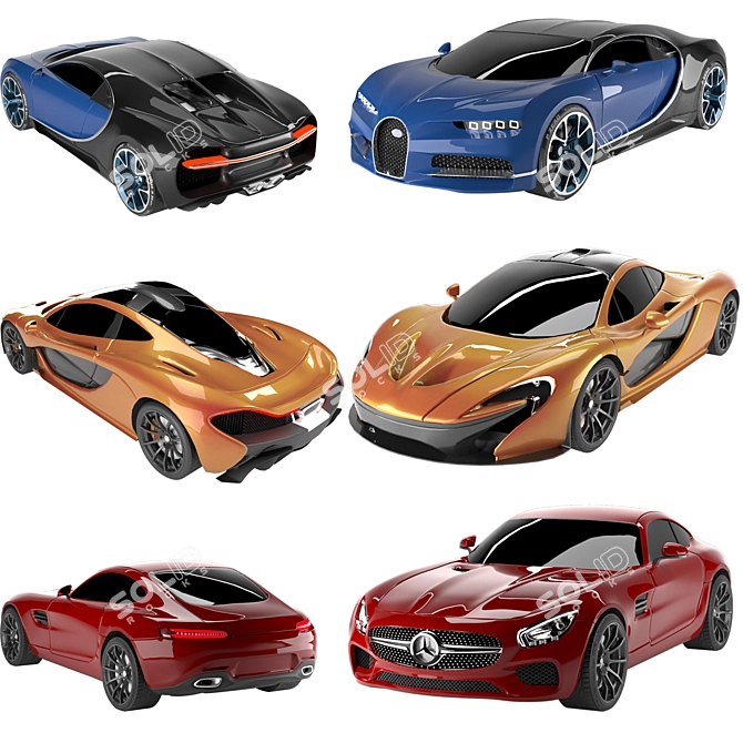 Superior Low Poly Car Collection 3D model image 5