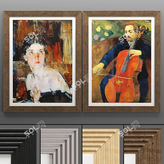 Modern Art Frame: 2 Frames, 4 Textures 3D model image 1