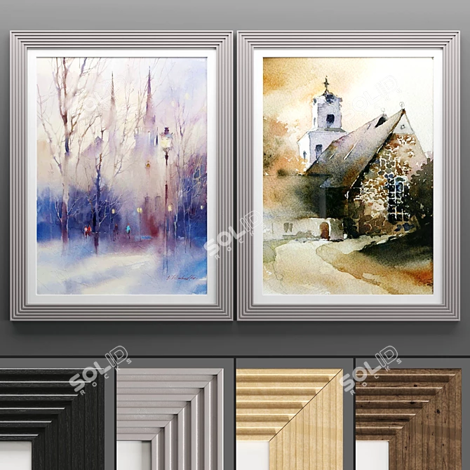 Elegant Art Frame - Set of 2 3D model image 1